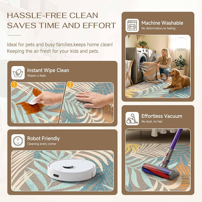 5x8 Indoor Outdoor Area Rug Washable Patio Rug Brown Non Slip Non Shedding Waterproof Carpet for Living Room Bedroom Backyard Porch Camping RV Balcony Poolside