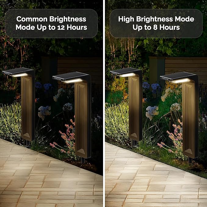 Warm White Solar Pathway Lights 2 Pack - Ultra Bright Waterproof Outdoor LED Lights for Garden, Walkway & Patio - 2 Brightness Modes - Solar Powered Yard Lighting