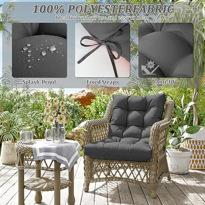 Patio Seat&Back Chair Cushions for Outdoor Furniture，Comfortable Cushions for Rocking/Dining/Lawn Chair-Set of 2