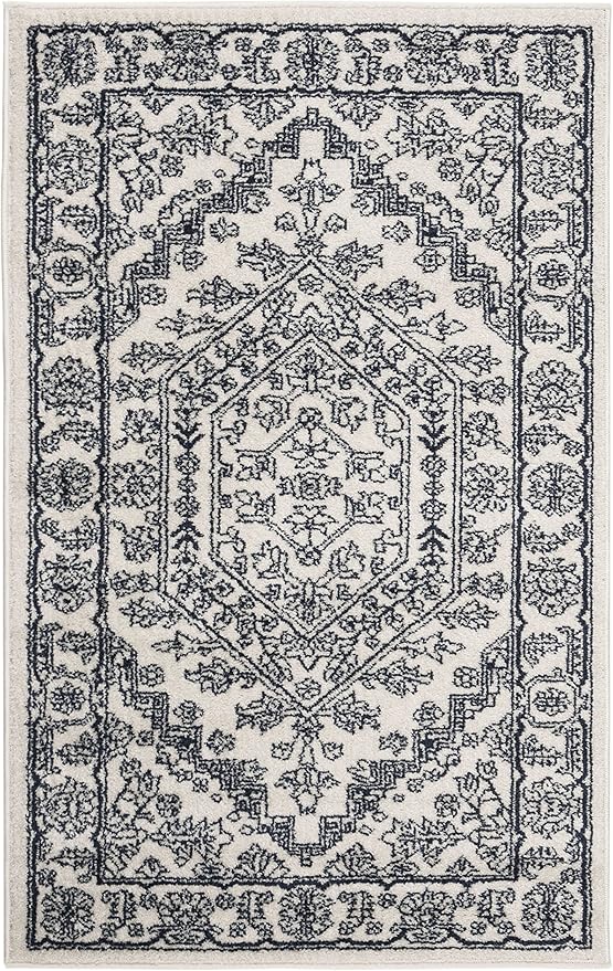SAFAVIEH Adirondack Collection Accent Rug - 3' x 5', Ivory & Navy, Oriental Medallion Design, Non-Shedding & Easy Care, Ideal for High Traffic Areas in Entryway, Living Room, Bedroom (ADR108R)