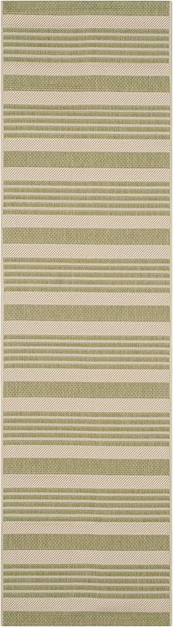 SAFAVIEH Washable Rug Outdoor Courtyard Collection - 2'3" x 6'7" Runner, Beige & Sweet Pea, Non-Shedding & Easy Cleaning, Ideal for Patio, Entryway, Mudroom, Hallway, Kitchen (CY6062-218)