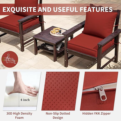 Premium Outdoor Seat Cushion Chair Cushions for Patio Furniture 22 L X 24 W X 4 H Waterproof & Fade Resistant Deep Seat and Backrest Cushion Set with Removable Covers for Chair, Sofa