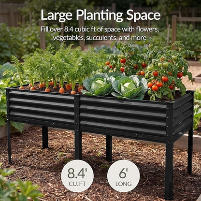 Best Choice Products 72x24x30in Non Toxic Galvanized Raised Garden Bed, Metal Elevated Planter Box, Vegetable Garden, 100% Non Toxic Materials - Black