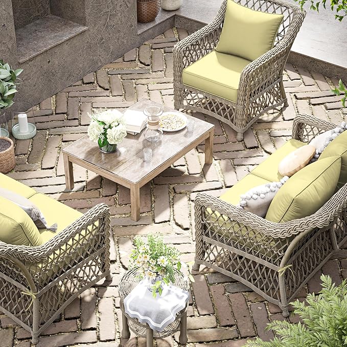 Premium Outdoor Seat Cushion Chair Cushions for Patio Furniture 24 L X 24 W X 5 H Waterproof & Fade Resistant Deep Seat and Backrest Cushion Set with Removable Covers for Chair, Sofa