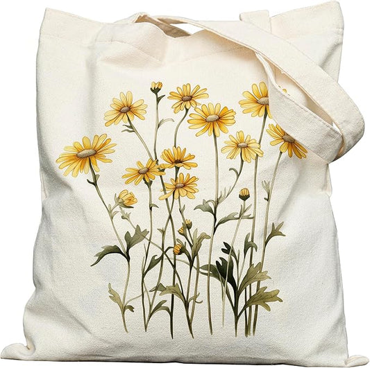Canvas Tote Bag with Aesthetic Prints, Cute Tote Bag for Women Girls with Wide Strap, Gifts for Cat Book Lovers