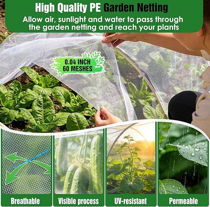 10 X 50FT Garden Mesh Netting Ultra Fine Mesh Netting Pest Barrier for Raised Beds, Mosquito Insect Bug Bird Netting for Blueberry Bushes Strawberry Fruits Vegetables Flowers Plants Cover Protection