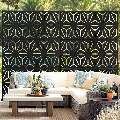 Outdoor Privacy Screen,72" H×47" W Metal Privacy Screen, Freestanding Privacy Fence Panels for Patio