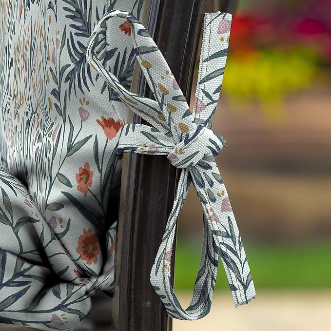 Arden 2-Pack Outdoor Patio Dining Chair Cushion, 20x44, Rain-Proof Seat Pad, Fade-Resistant Outdoor Cushion Pistachio Botanical