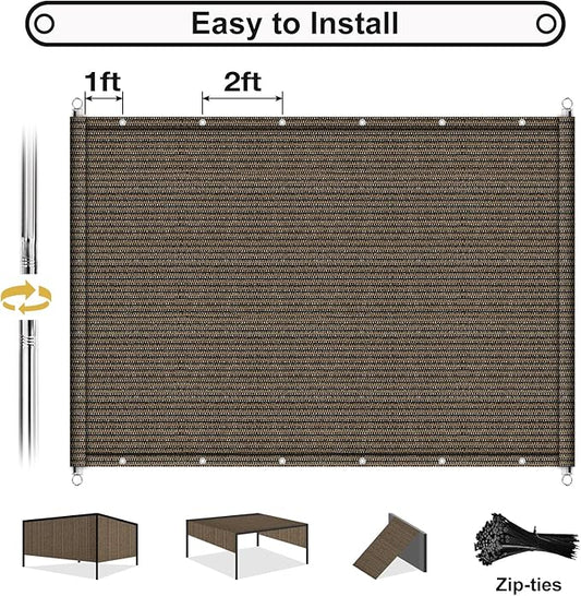 Shade&Beyond 6'x16' Pergola Shade Cover with Weighted Rods & Grommets, 90% UV Block Outdoor Sun Shade Cloth Canopy Replacement Cover for Patio Porch, Mocha