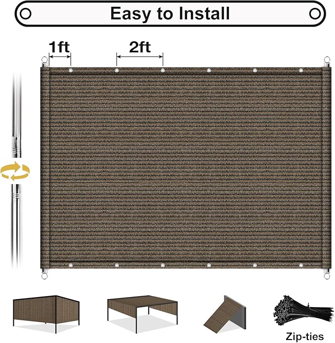 Shade&Beyond 8'x16' Pergola Shade Cover with Weighted Rods & Grommets, 90% UV Block Outdoor Sun Shade Cloth Canopy Replacement Cover for Patio Porch, Mocha