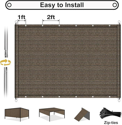 Shade&Beyond 8'x16' Pergola Shade Cover with Weighted Rods & Grommets, 90% UV Block Outdoor Sun Shade Cloth Canopy Replacement Cover for Patio Porch, Mocha