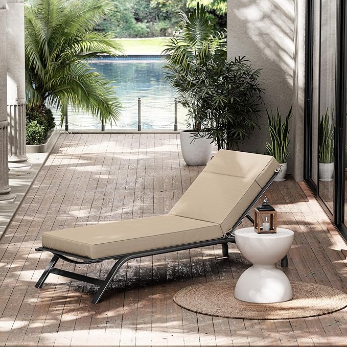 Chaise Lounge Cushions Outdoor, 72" L X 21" W X 4" D Lounge Chair Cushions for Outdoor Furniture, High-Density Foam Outdoor Chaise Cushion-Waterproof Fade-Resistant ThickPatio lounge chair cushion