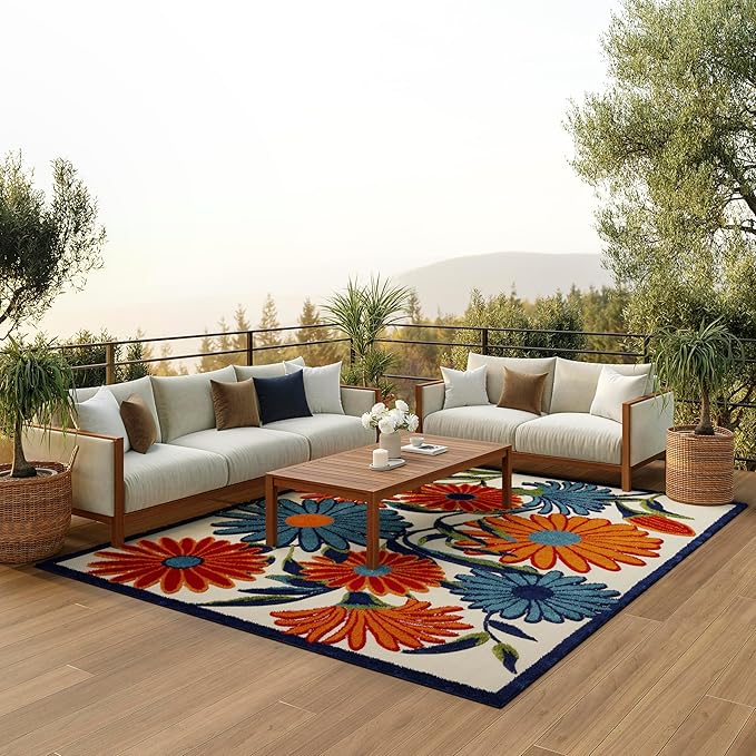 Nourison Aloha 8' x 11' Multicolor Fabric Contemporary Area Rug (8' x 11')