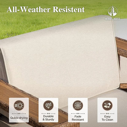 HERA'S HOUSE 5 Pieces Sectional Outdoor Patio Furniture Set, Modular Patio Conversation Set with 2 All Weather Rattan Wicker Sofas with 5.3" Widened Armrest, 2 Comfy Armchairs, and 1 Coffee Table
