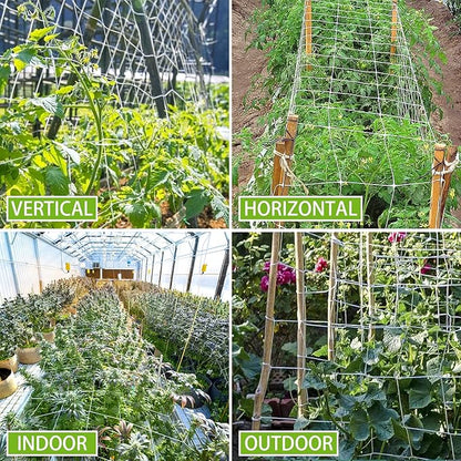 Trellis Netting, 2 Pack 5x30 Ft Garden Trellis Netting, Heavy Duty Square Mesh Outdoor Grow Vining Net for Climbing Plants, Tomatoes Peas Cucumber and Flower Plant with 50pcs Garden Ties