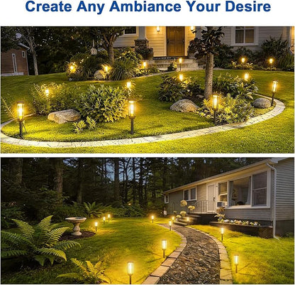 Solar Pathway Lights Outdoor Waterproof IP65, 12 Pack Warm White Solar Walkway Lights, Auto On/Off Outdoor Light for Lawn Garden Patio Driveway Decor Landscape Lighting