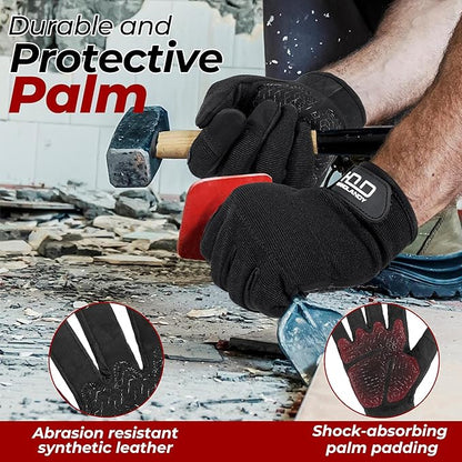 HANDLANDY Work Gloves for Men & Women, Utility Mechanic Working Gloves Touch Screen, Flexible Gardening Gloves for Yard