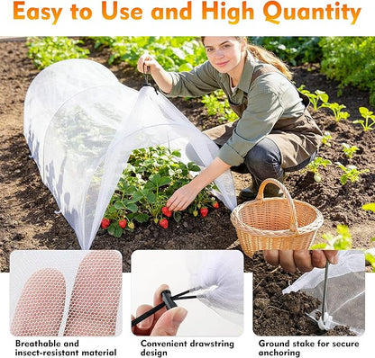 2PCS warmfarm 4ft Garden Row Accelerator Plants Cover, Pop Up Garden Bed Tunnel Net with 6 Stakes, Ready-to-Use Design Garden Beds Vegetable Rows Plant Protector for Protecting Vegetable Fruit