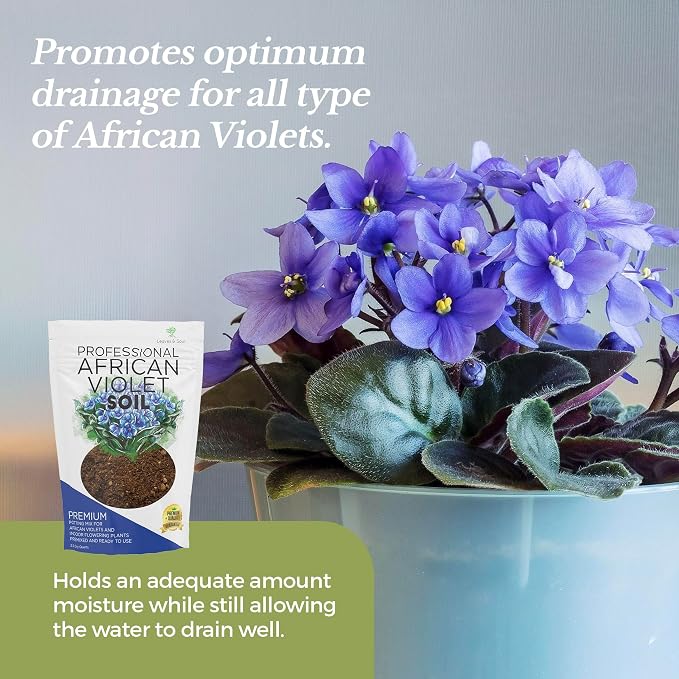 Professional African Violet Soil Mix Large 2.2 Quarts Ready to Use, Premium Potting Soil for African Violet Plants Indoor Flowering Soil, Peat Moss Coco Coir Perlite Dolomite Made in USA