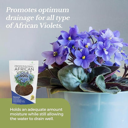 Professional African Violet Soil Mix Large 2.2 Quarts Ready to Use, Premium Potting Soil for African Violet Plants Indoor Flowering Soil, Peat Moss Coco Coir Perlite Dolomite Made in USA