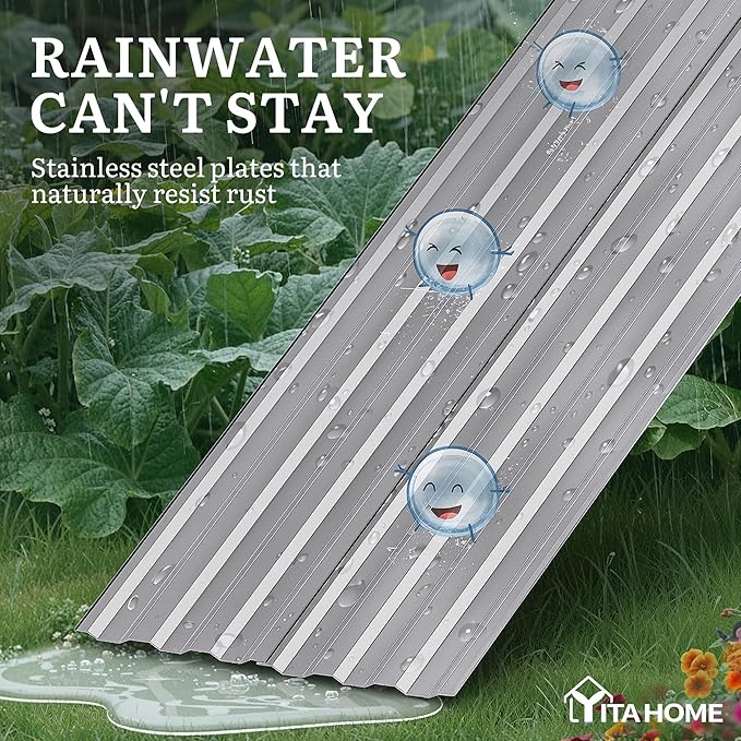 YITAHOME 8x4x2ft 2pcs Large Raised Garden Bed, Galvanized Metal Planter Box with Gloves, Ground Nails, Support Rod & Safety Rubber, Outdoor Above Ground Planters for Plants Vegetables Flowers, Silver