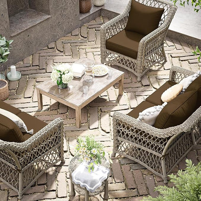 Premium Outdoor Seat Cushion Chair Cushions for Patio Furniture 24 L X 24 W X 5 H Waterproof & Fade Resistant Deep Seat and Backrest Cushion Set with Removable Covers for Chair, Sofa
