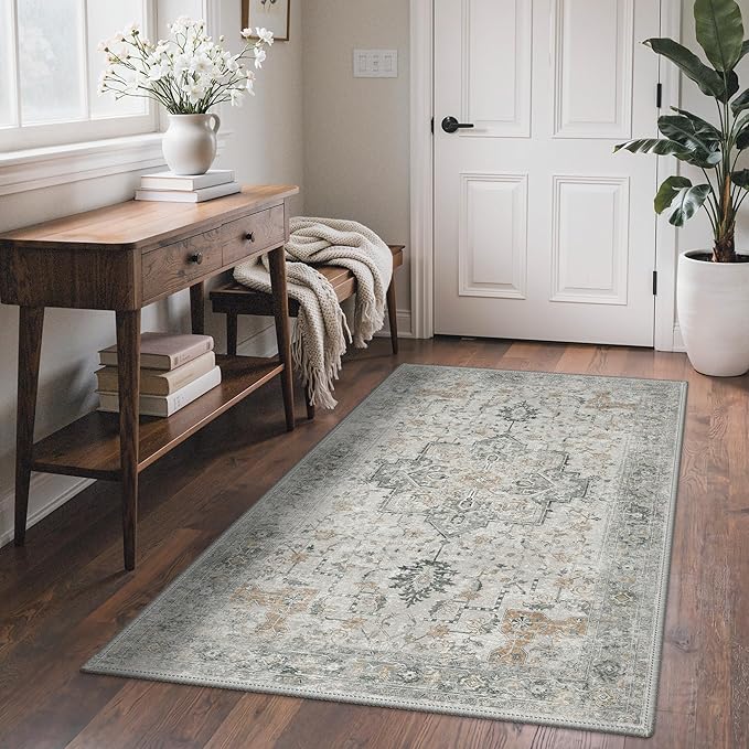 GENIMO Outdoor & Indoor Area Rug 2'x 3', Waterproof, Non-Shedding, Easy Cleaning, Boho Mat for Patio, Living Room, Balcony, Dining Room, RV, Deck, Bedroom, Camping, Outside Carpet,Light Grey Brown