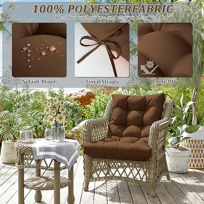 Patio Seat&Back Chair Cushions for Outdoor Furniture，Comfortable Cushions for Rocking/Dining/Lawn Chair-Set of 4