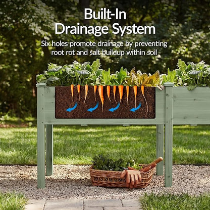 Best Choice Products 72x24x30in Raised Garden Bed, Elevated Wood Planter Box Stand for Backyard, Patio, Balcony w/Divider Panel, 6 Legs, 300lb Capacity - Sage