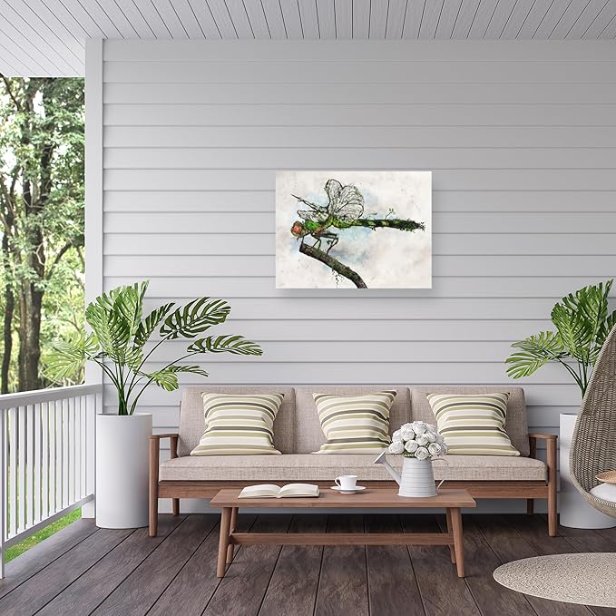 Outdoor Canvas Art - Barrett Biggers 'Dragonfly' Wall Art for Outdoor Spaces, Patios, or Gardens by Trademark Fine Art