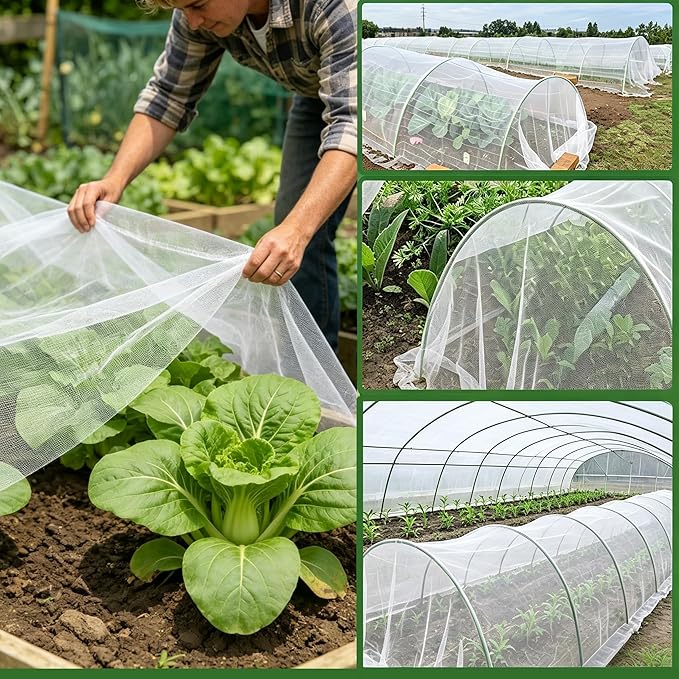 Garden Netting Pest Barrier 6.5x20FT Ultra Fine Insect Netting for Garden Raised Beds, Plant Net Mesh Cover for Garden Protection, Bird Bug Net, Greenhouse Row Cover Nets for Vegetables Fruits Flowers