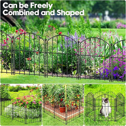 Decorative Garden Fence 17in (H) x20ft (L), Arched Rustproof Metal No Dig Fence for Dogs & Rabbit, Ornamental Animal Barrier for Flower Beds, Border Panels Fencing for Yard & Patio Outdoor Decor