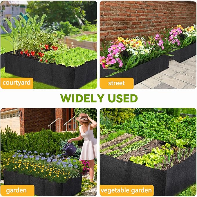 2-Pack 3 Grid Fabric Raised Garden Bed 22 Gallon, 3x1x1 FT Thickened Garden Grow Bags with Handles - Indoor Outdoor Planter Bags for Vegetables, Herbs, Flowers
