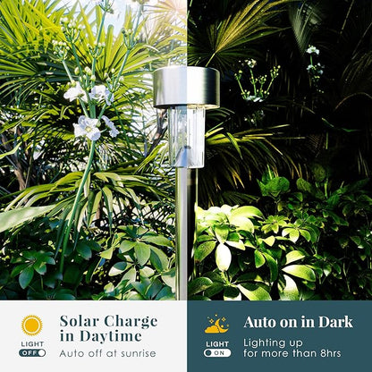SOLPEX Solar Garden Lights Outdoor, 6 Color 12 Pack Stainless Steel Led Pathway Lights,Halloween/Christmas Solar Decorative，Christmas Decor for Patio, Lawn, Yard,Landscape and Walkway