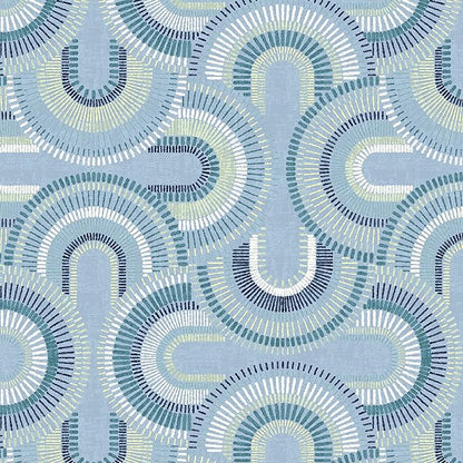 Arden 4-Pack Outdoor Patio Dining Chair Cushion, 20x44, Rain-Proof Seat Pad, Fade-Resistant Outdoor Cushion Coastal Blue Geometric