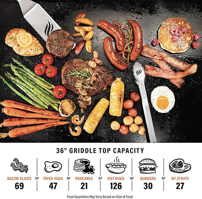 Blackstone 2210 Original 36” Omnivore Griddle with Two Side Shelves, Powder Coated Steel, Black