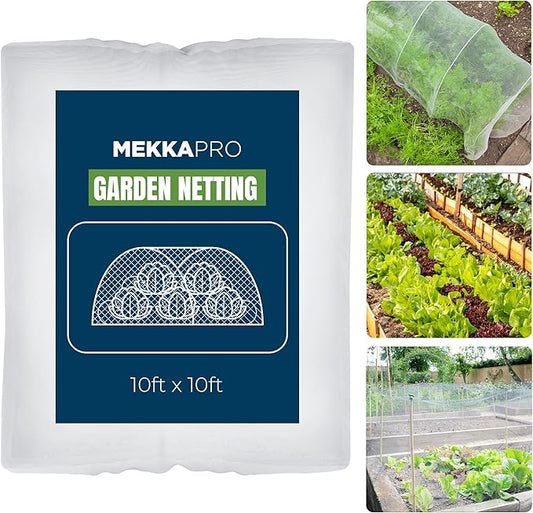 MEKKAPRO Large Garden Netting Pest Barrier, 10ft x 10ft, Mosquito Netting for Garden, Fine Mesh Insect Netting for Garden Protection from Birds and Pests, Customizable Garden Bug Netting Plant Cover