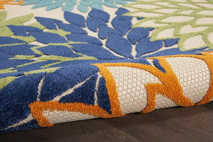 Nourison Aloha Indoor/Outdoor Multicolor 2' x 6' Area-Rug, Tropical, Botanical, Easy-Cleaning, Non Shedding, Bed Room, Living Room, Dining Room, Deck, Backyard, Patio (2x6)