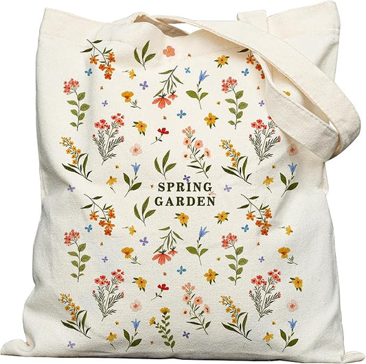 Double-Sided Canvas Tote Bag for Women with Magnetic Snap, Wide Strap & Inner Pocket for Work, Shopping, Travel