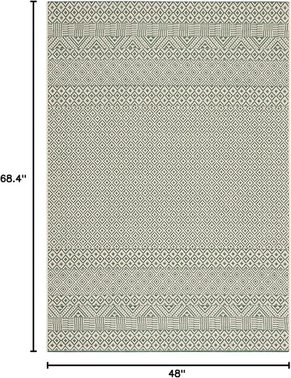SAFAVIEH Washable Rug Outdoor Courtyard Collection - 4' x 5'7", Dark Green & Beige, Non-Shedding & Easy Cleaning, Ideal for Patio, Backyard, Mudroom (CY6235-32212)