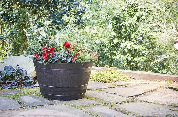 Southern Patio Whiskey Barrel Planter, Kentucky Walnut