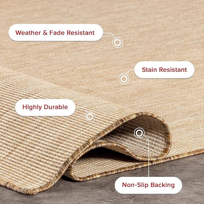 Nuloom Outdoor Performance Collection Nakia Brown/Ivory, 6' 7" x 9', Soft and Cozy, High Traffic, Stain Resistant, Easy Clean, Durable Area Rug for Indoor/Outdoor Patio, Deck, Porch, Garden, Courtyard
