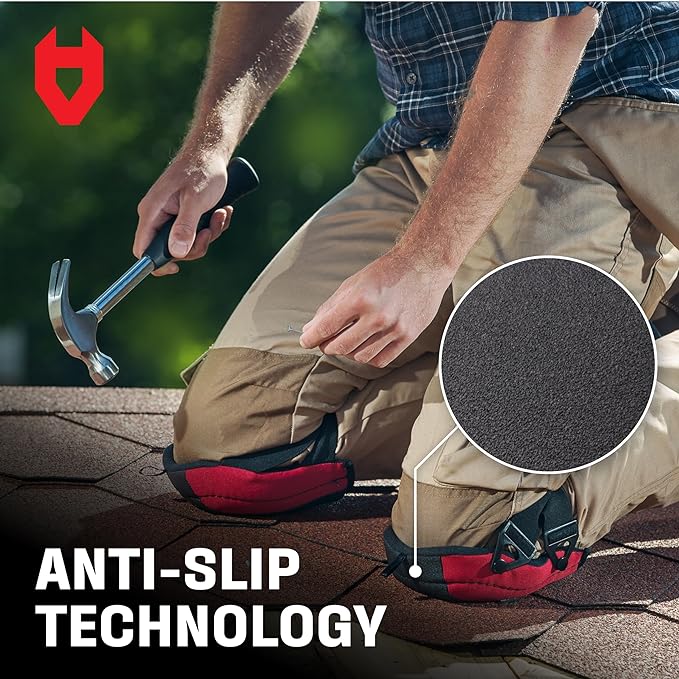 NoCry Non-Slip Work Knee Pads for Men and Women with Thick Soft Foam Padding, Strong, Adjustable Straps and Easy-to-Use Buckle Clips — Stay in Place While You Move — Perfect for Flooring or Gardening