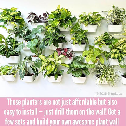 LaLaGreen Rail Planter Outdoor Plants (11.8 Inch, 8 Pack) White Metal Iron Hanging Flower Pots Deck Railings Fence Buckets Modern Countryside Boho Style Wall Mount Window Box Holder Hooks Porch Decor