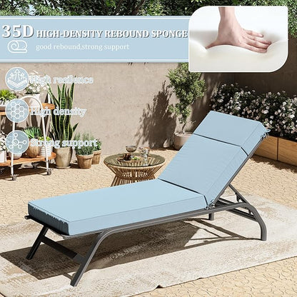 Chaise Lounge Cushions Outdoor, 80" L X 26" W X 4" D Lounge Chair Cushions for Outdoor Furniture, High-Density Foam Outdoor Chaise Cushion-Waterproof Fade-Resistant ThickPatio lounge chair cushion