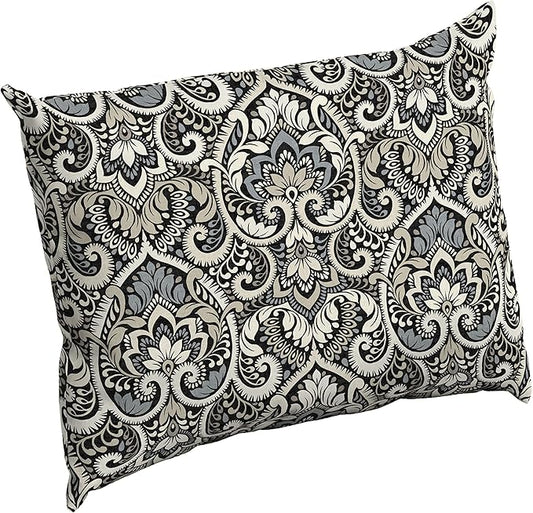Arden Deep Seat Pillow Back Cushion, 23 x 17, Outdoor/Indoor Replacement Back Cushion, Plush Support, Fade-Resistant, Rain-Proof Patio Furniture Cushion, Black Aurora Damask