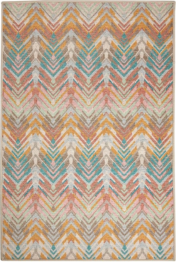 Dash & Albert Seneca Stone Machine Washable Rug, Runner-2.5 X 8 Feet, Multi Graphic Pattern
