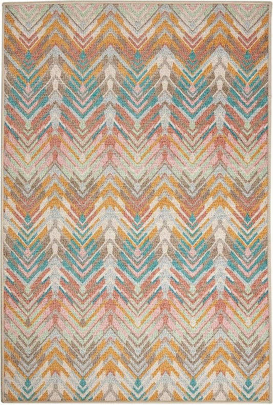 Dash & Albert Seneca Stone Machine Washable Rug, 6 X 9 Feet, Multi Graphic Pattern