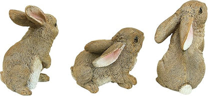 Design Toscano QM92008 Bunny Den Rabbits Indoor/Outdoor Set of Three Garden Animal Statues, 5 Inches Tall, Handcast Polyresin, Full Color Finish