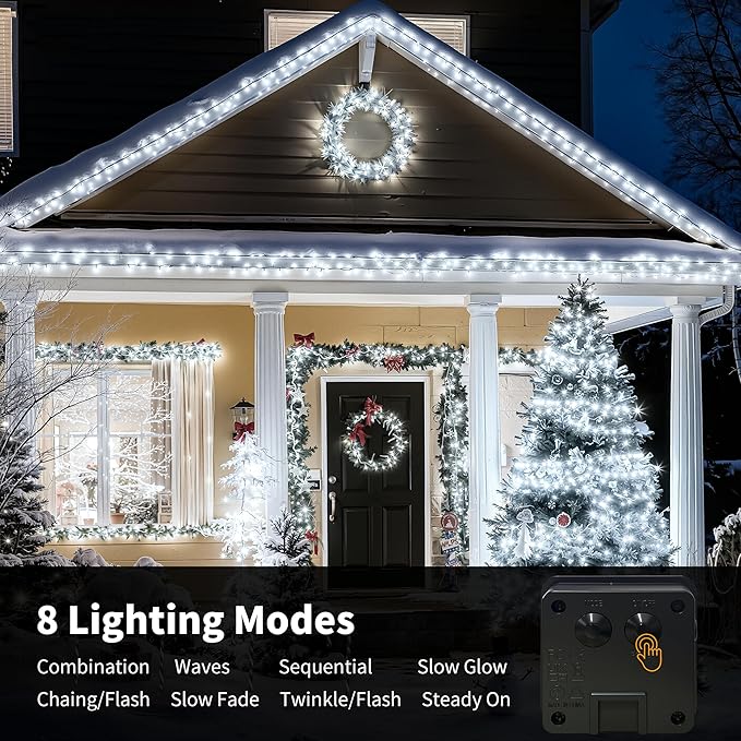 [4 Pack] Solar Christmas Lights Outdoor, 480 LED 157FT Solar Twinkle Light Outdoor with 8 Modes & Memory Function, Waterproof Chrismas Lights for Xmas Tree Party Decorations
